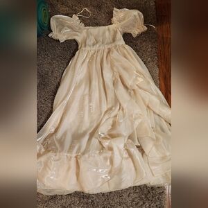 Ivory Organza Gown With Slit